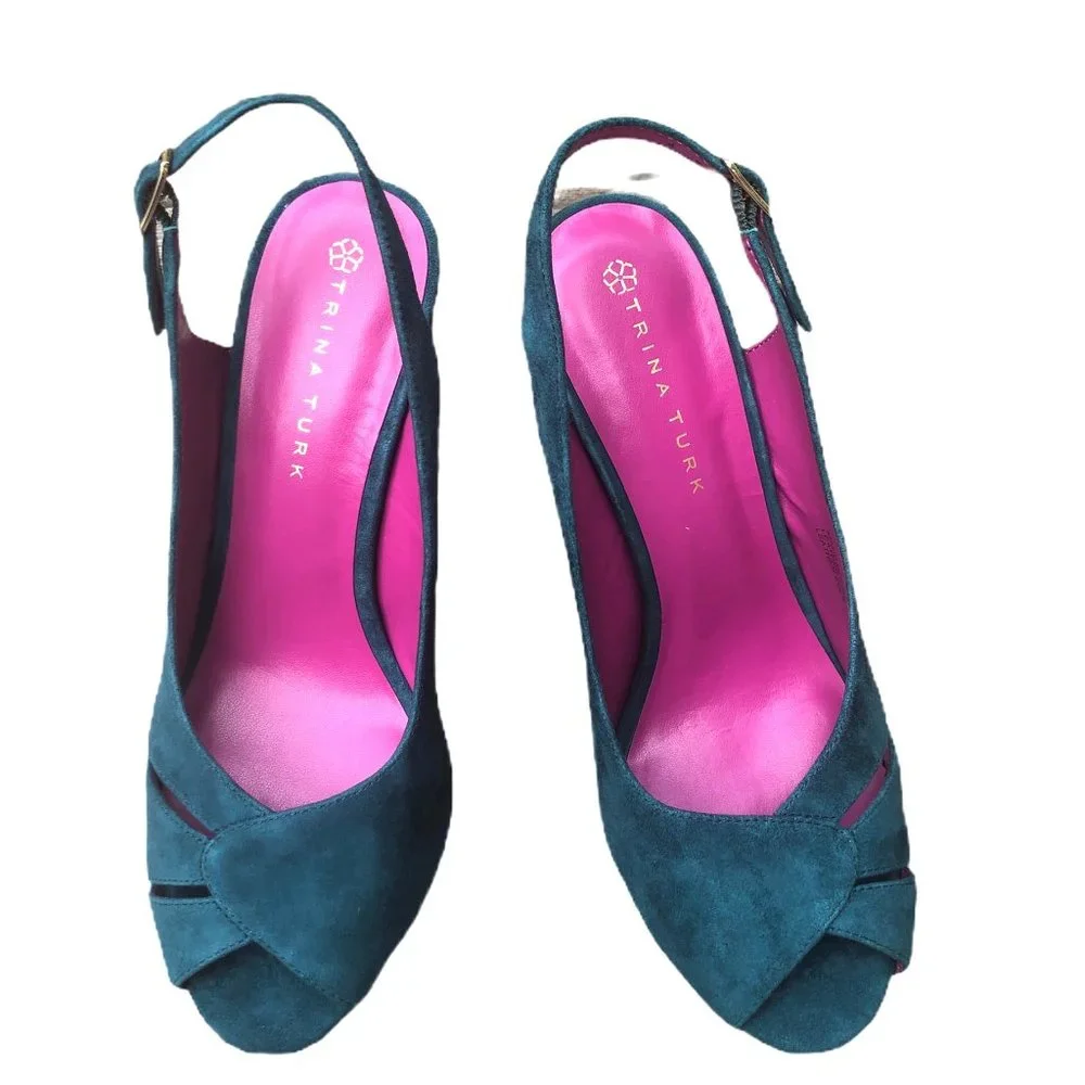 Trina Turk Joni Platform Heels in Aqua